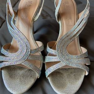 Silver sparkly strapy heel